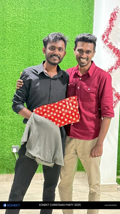 Konekt colleagues exchanging Secret Santa gifts at Christmas 2025